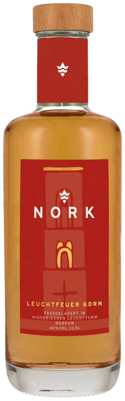 Leuchtfeuer-Korn von NORK, Borkum-Edition mit rotem Etikett